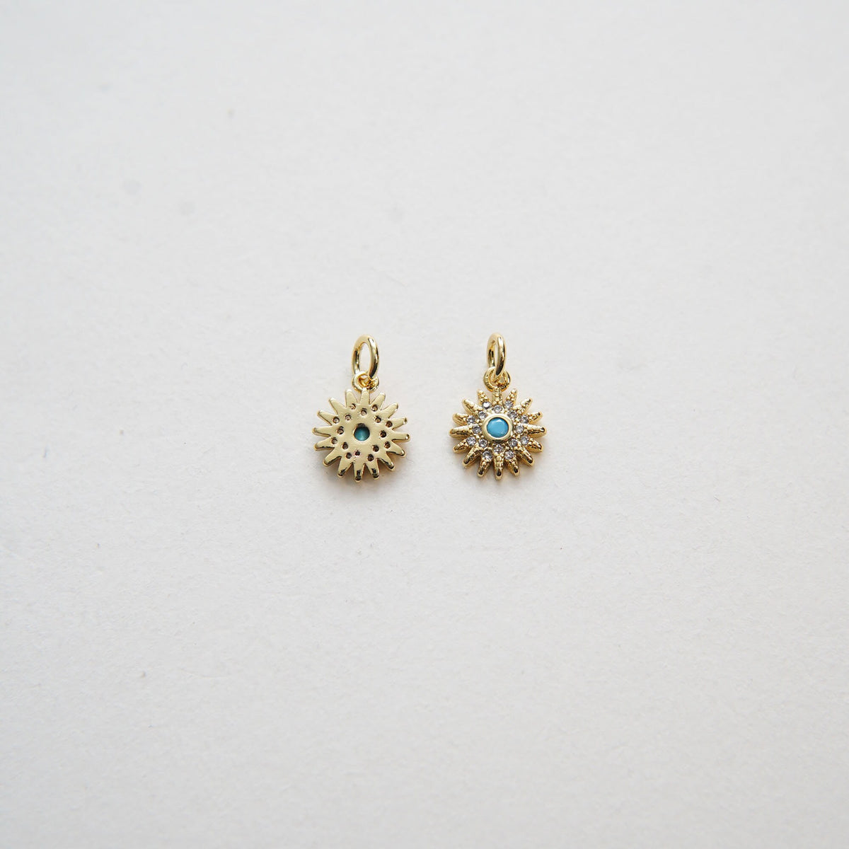18K Gold Filled Starburst Charm Pendant for Jewelry Making