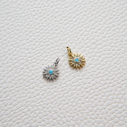 18K Gold Filled Starburst Charm Pendant for Jewelry Making