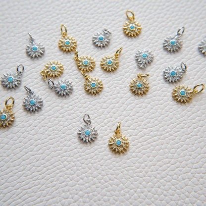 18K Gold Filled Starburst Charm Pendant for Jewelry Making