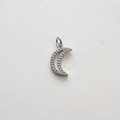 18K Gold Filled Moon CZ Charm Pendant for Jewelry Making