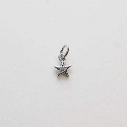 Gold Star Charms,18K Gold Filled CZ Micro Pave Star Pendant,Silver Star Charm Bracelet Necklace for DIY Jewelry Making Supply