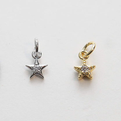 18K Gold Filled Cubic Zirconia Star Charm Pendant for Jewelry Making