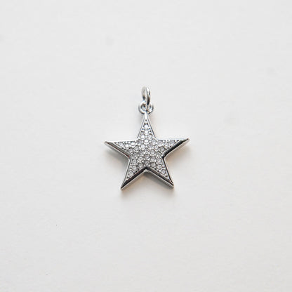 Gold Star Charms,18K Gold Filled CZ Micro Pave Star Pendant,Silver Star Charm Bracelet Necklace for DIY Jewelry Making Supply