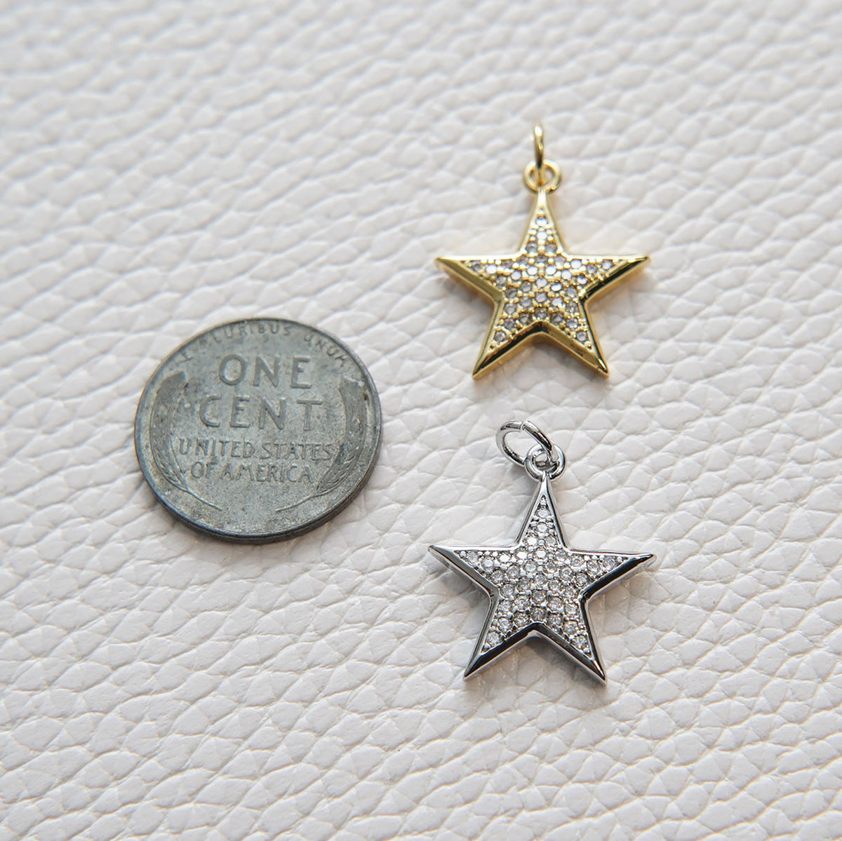 Gold Star Charms,18K Gold Filled CZ Micro Pave Star Pendant,Silver Star Charm Bracelet Necklace for DIY Jewelry Making Supply