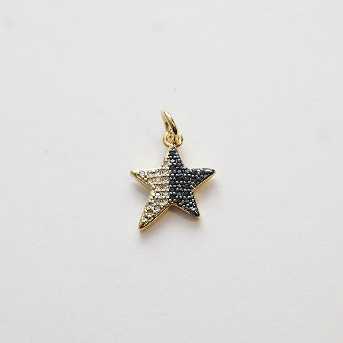Gold Star Charms,18K Gold Filled CZ Micro Pave Star Pendant,Black Star Charm Bracelet Necklace for DIY Jewelry Making Supply