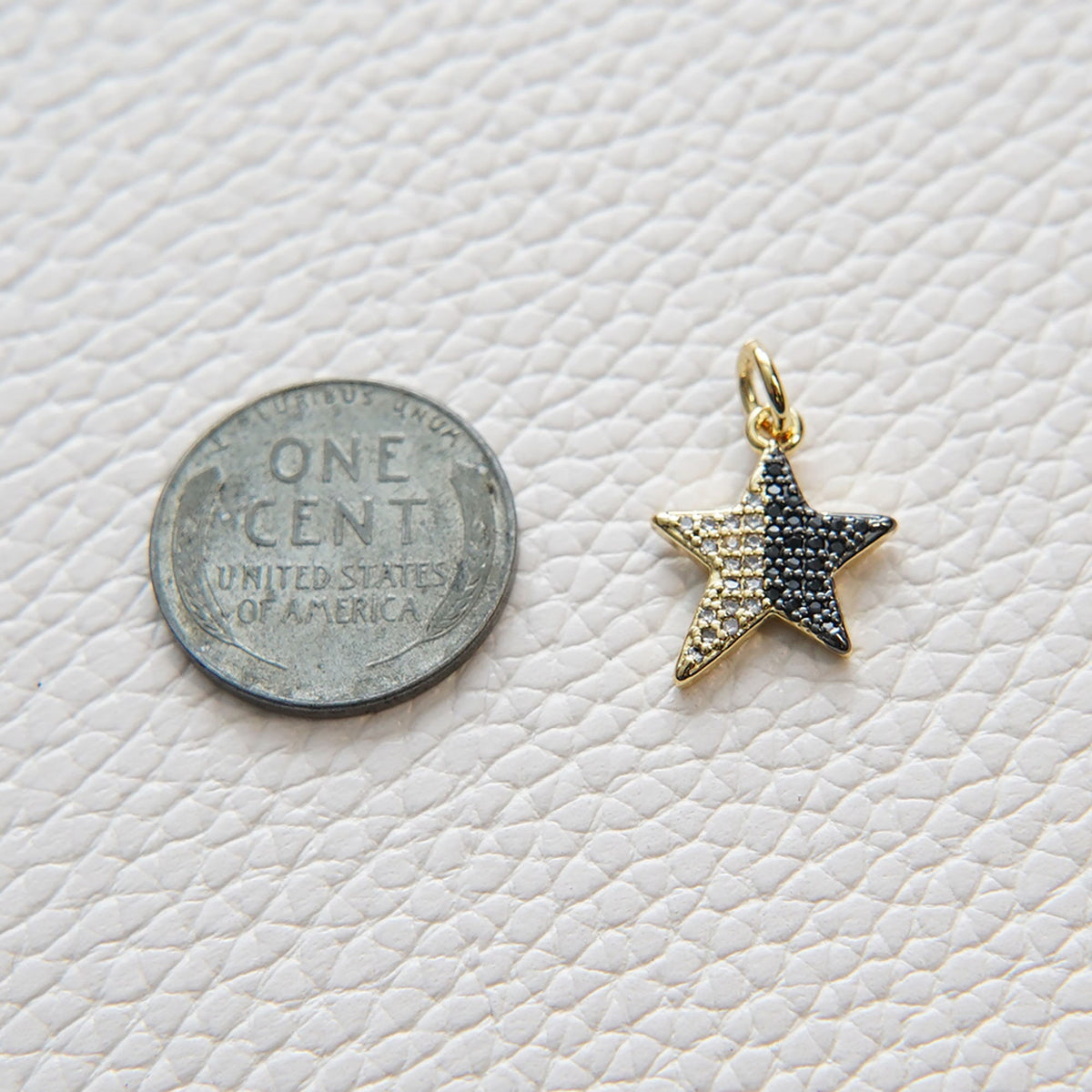 Gold Star Charms,18K Gold Filled CZ Micro Pave Star Pendant,Black Star Charm Bracelet Necklace for DIY Jewelry Making Supply