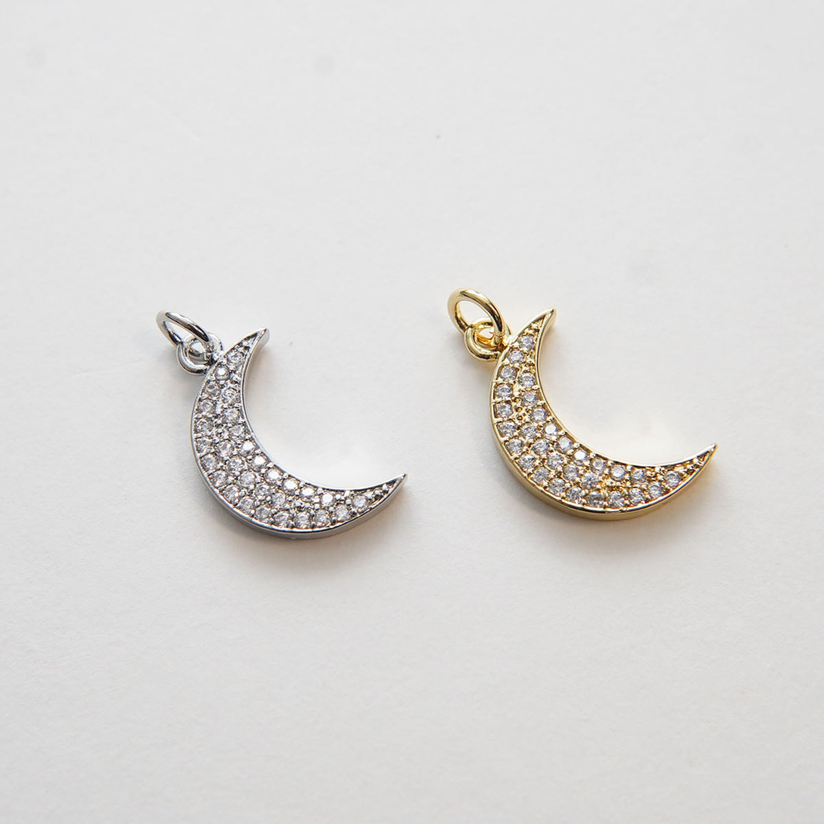 18K Gold Filled Cubic Zirconia Moon Charm Pendant for Jewelry Making