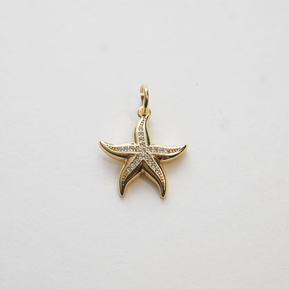 Gold Starfish Charms,18K Gold Filled Sea star Pendant,Starfish Charm Bracelet Necklace for DIY Jewelry Making Supply