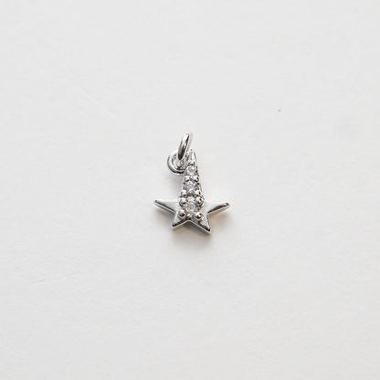 Gold Star Charms,18K Gold Filled CZ Micro Pave Star Pendant,Tiny Star Charm Bracelet Necklace for DIY Jewelry Making Supply