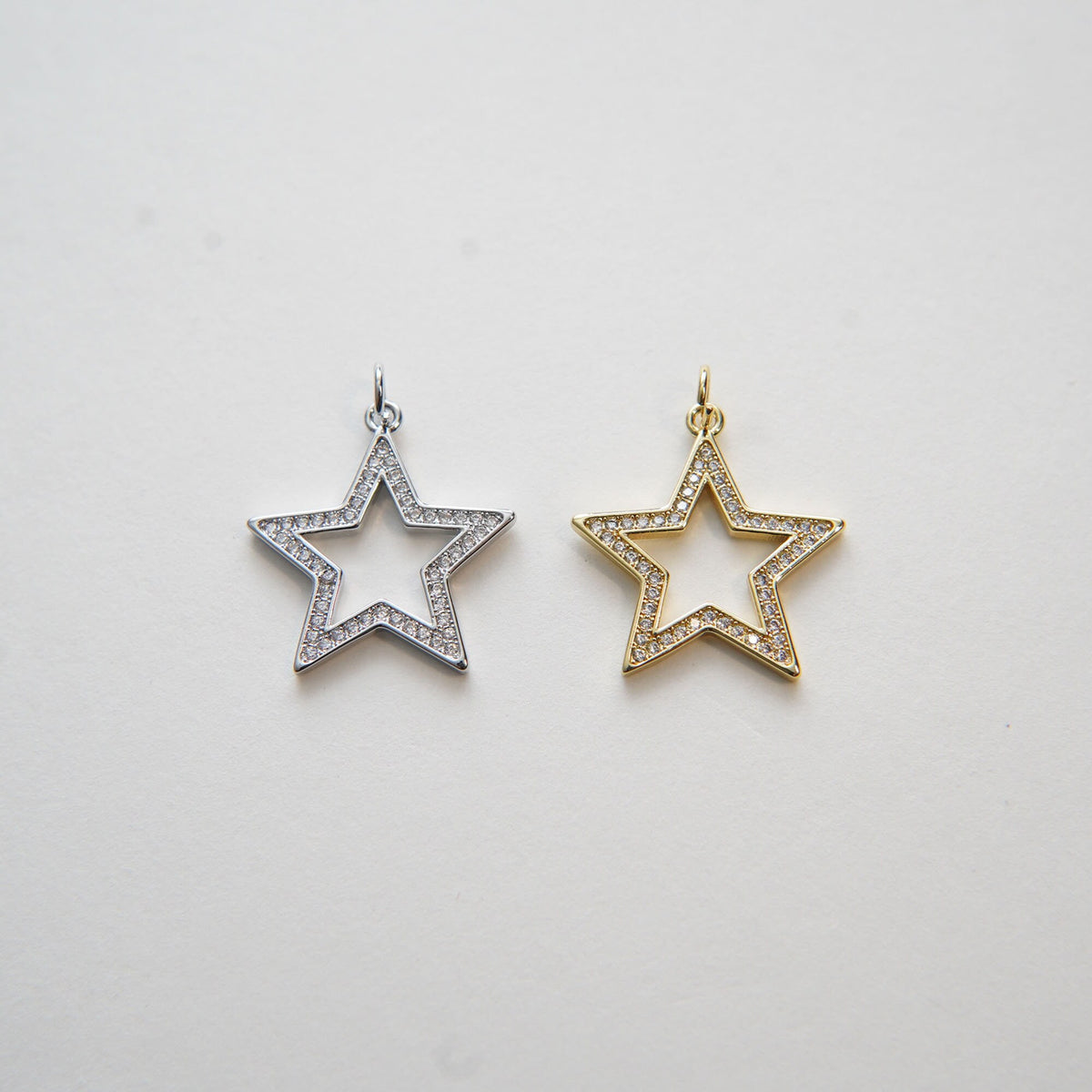 18K Gold Filled Cubic Zirconia Star Charm Pendant for Jewelry Making