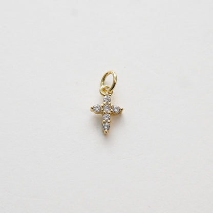 Gold Cross Charms,18K Gold Filled Cross Pendant,CZ Micro Pave Protect Religious Charm Bracelet Necklace for DIY Jewelry Makin