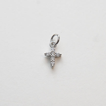 Gold Cross Charms,18K Gold Filled Cross Pendant,CZ Micro Pave Protect Religious Charm Bracelet Necklace for DIY Jewelry Makin