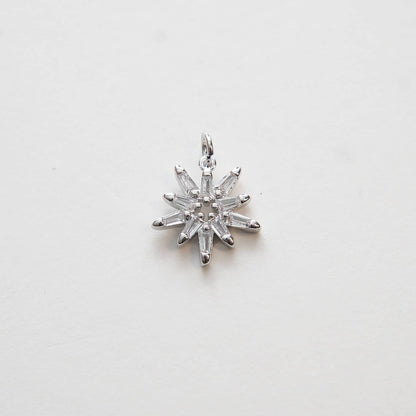 Gold Star Charms,18K Gold Filled Starburst Pendant,CZ North Star Charm Bracelet Necklace for DIY Jewelry Making Supply