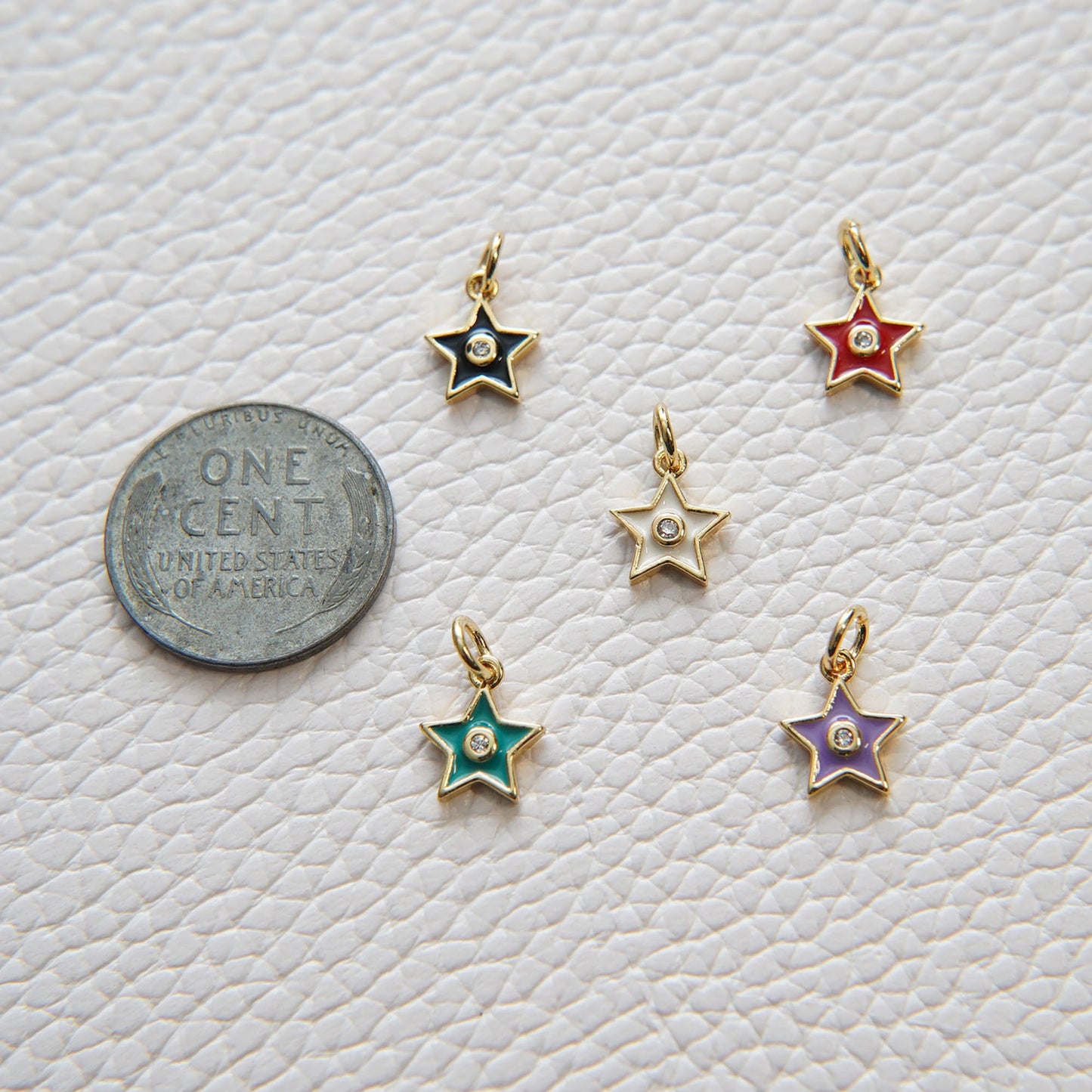 Gold Star Charms,18K Gold Filled CZ Micro Pave Star Pendant,Tiny Enamel Star Charm Bracelet Necklace for DIY Jewelry Making Supply