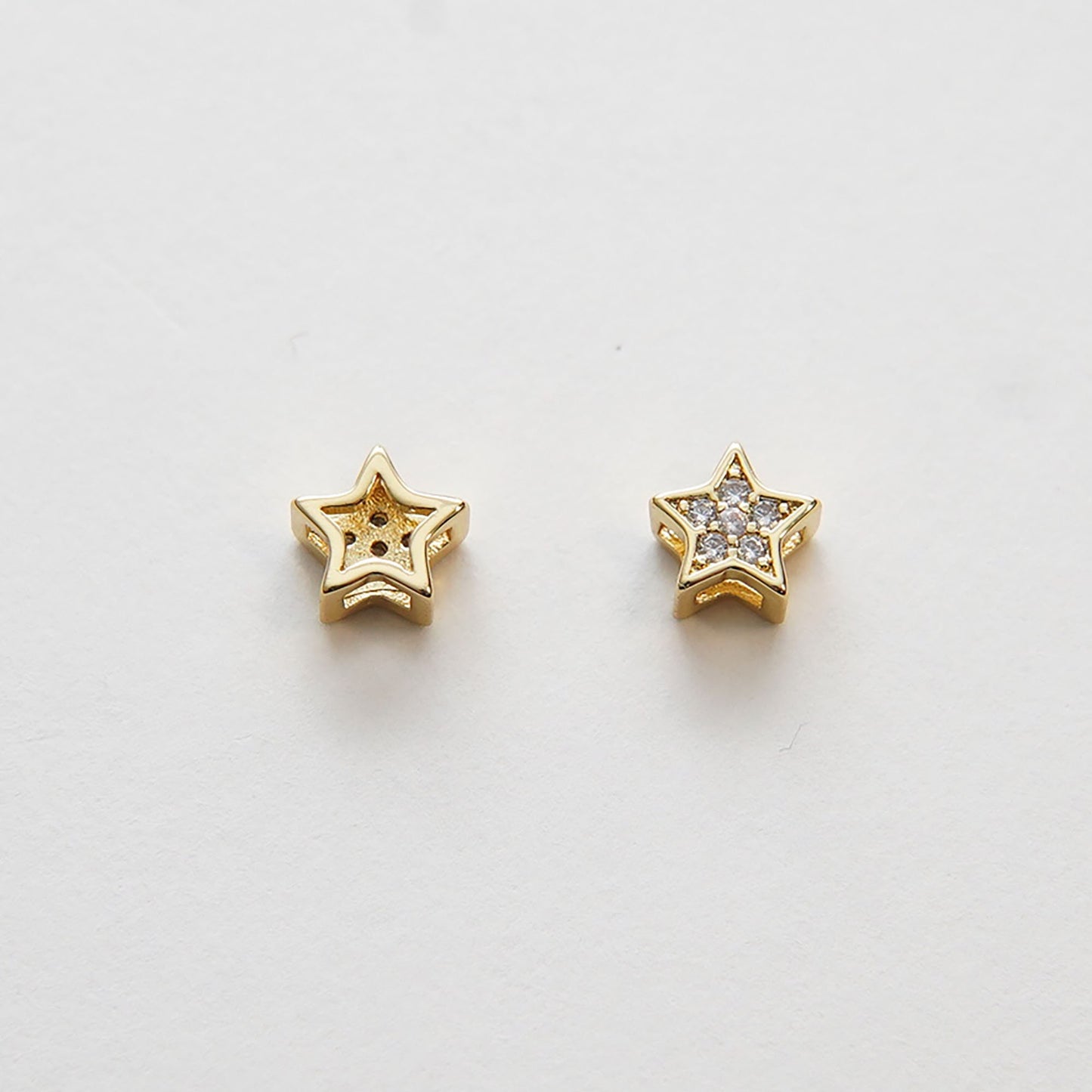 Gold Star Charms,18K Gold Filled CZ Micro Pave Star Pendant,Tiny Star Charm Bracelet Necklace for DIY Jewelry Making Supply