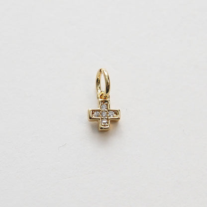 Gold Cross Charms,18K Gold Filled Cross Pendant,CZ Micro Pave Protect Religious Charm Bracelet Necklace for DIY Jewelry Makin