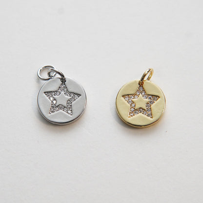 18K Gold Filled Star CZ Charm Pendant for Jewelry Making