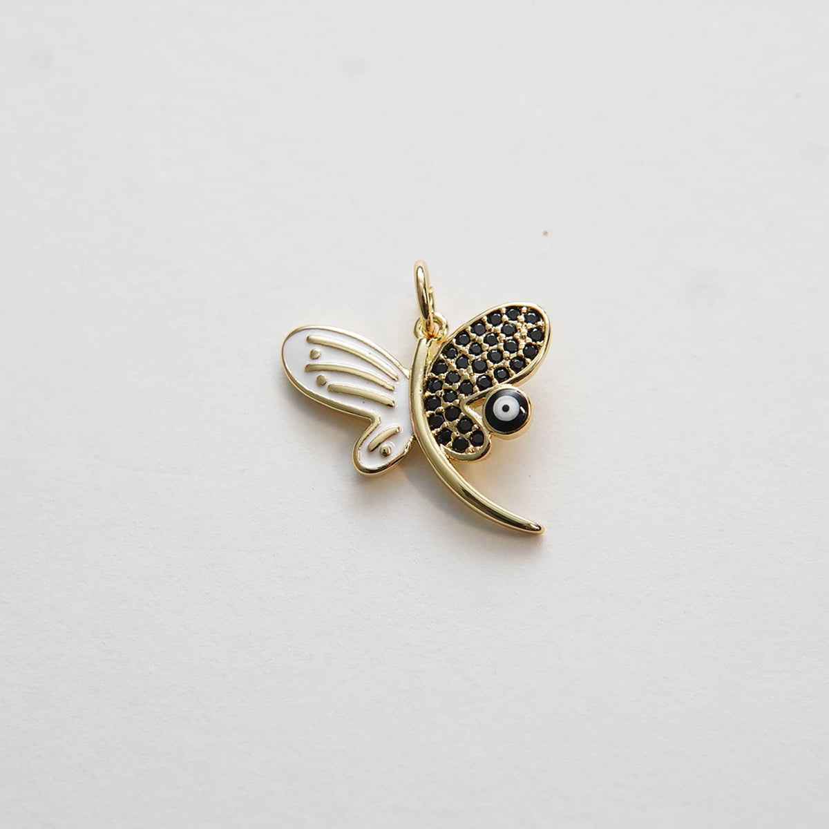 Gold Dragonfly Charms,18K Gold Filled Dragonfly Pendant,Dragonfly Evil Eye Charm Bracelet Necklace for DIY Jewelry Making Sup