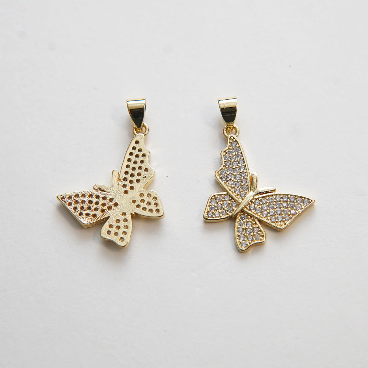 18K Gold Filled Cubic Zirconia Butterfly Charm Pendant for Jewelry Making