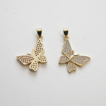 18K Gold Filled Cubic Zirconia Butterfly Charm Pendant for Jewelry Making