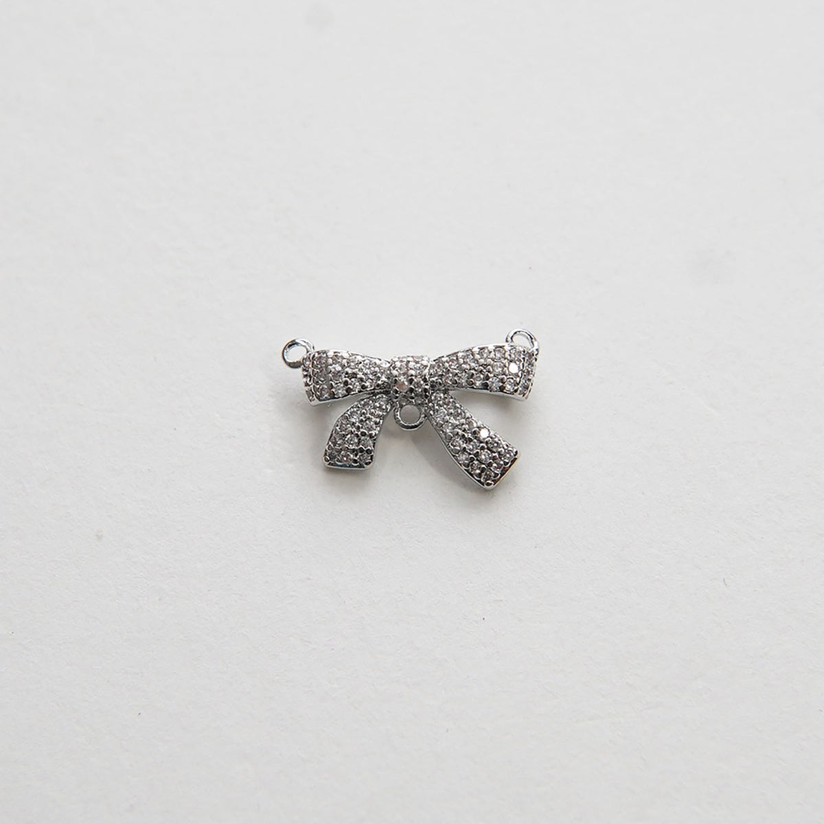 18K Gold Filled Cubic Zirconia Bow Charm Pendant for Jewelry Making