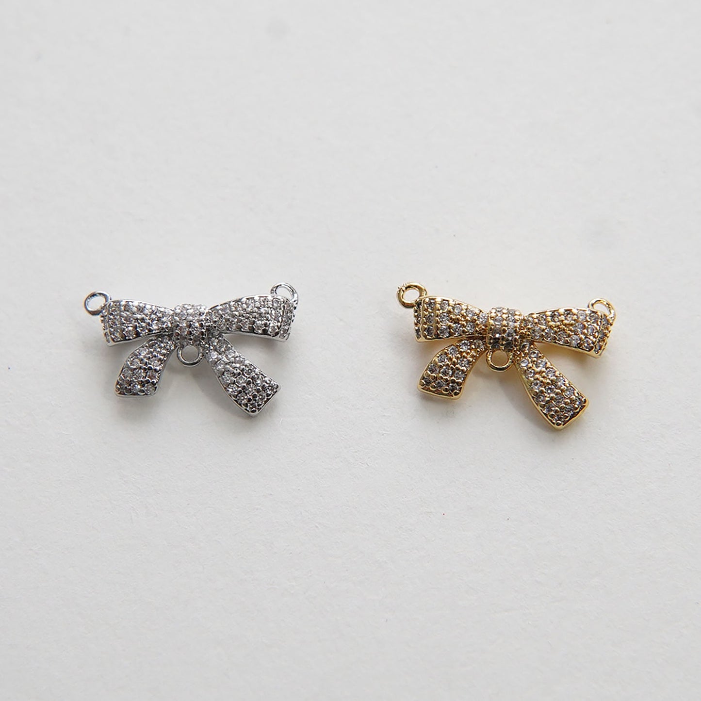 Gold Bow Tie Charms,18K Gold Filled CZ Micro Pave bow tie Pendant,Silver bow tie Charm Bracelet Necklace for DIY Jewelry Making Supply