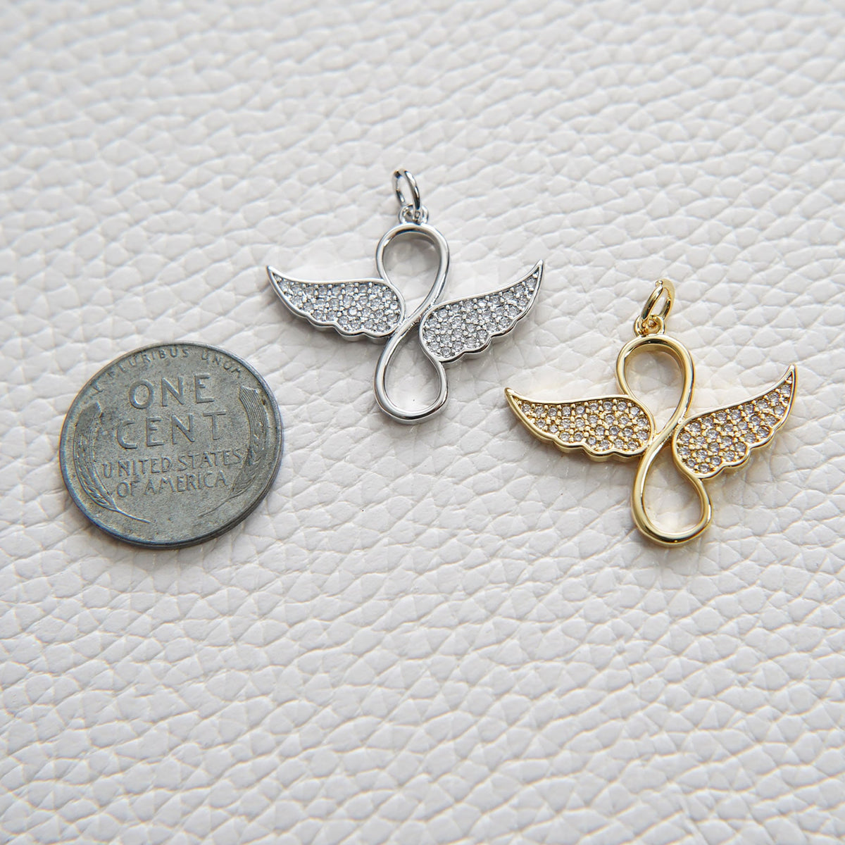 18K Gold Filled Angel CZ Charm Pendant for Jewelry Making