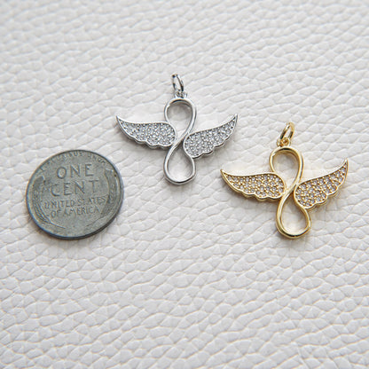 18K Gold Filled Angel CZ Charm Pendant for Jewelry Making