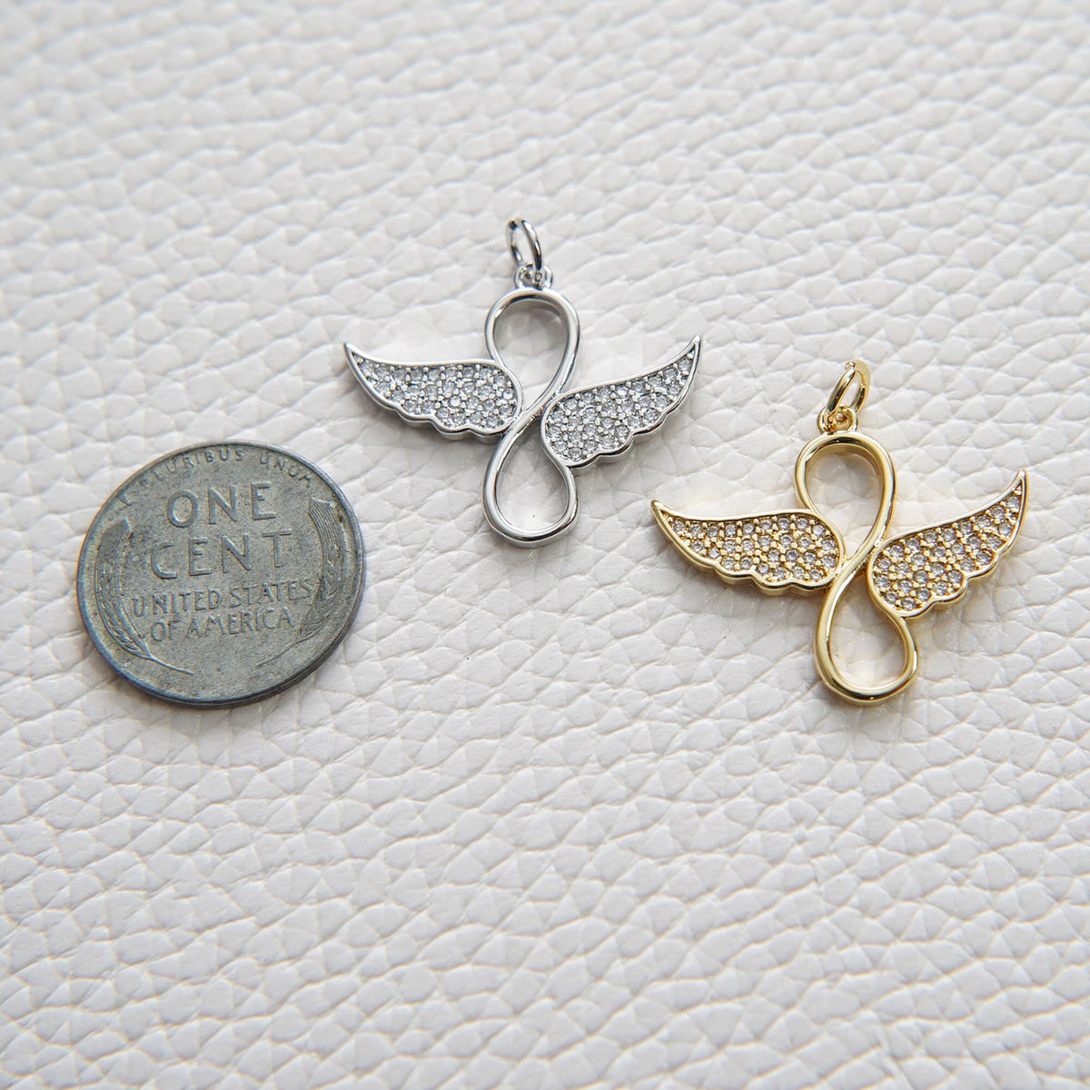 Gold Angel Wings Charms,18K Gold Filled CZ Micro Pave Wings  Pendant,Silver Angel Charm Bracelet Necklace for DIY Jewelry Mak