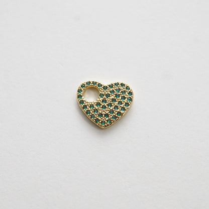 18K Gold Filled Heart CZ Charm Pendant for Jewelry Making