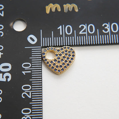 18K Gold Filled Heart CZ Charm Pendant for Jewelry Making