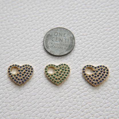 18K Gold Filled Heart CZ Charm Pendant for Jewelry Making