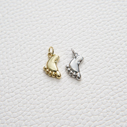 Gold Foot Charms,18K Gold Filled Foot Pendant,Baby Charm Bracelet Necklace for DIY Jewelry Making Supply