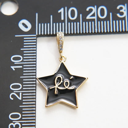 Gold Star Charms,18K Gold Filled Enamel Star Pendant,Star Charm Bracelet Necklace for DIY Jewelry Making Supply