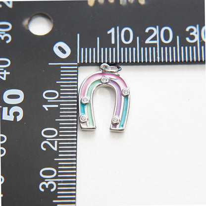 18K Gold Filled Enamel Horseshoe Charm Pendant for Jewelry Making