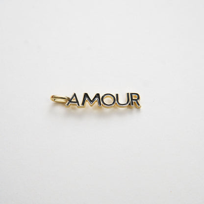 Gold "Amour" Charms,18K Gold Filled Enamel Amour Pendant,Amour Charms Bracelet Necklace for DIY Jewelry Making Supply (6x36mm)