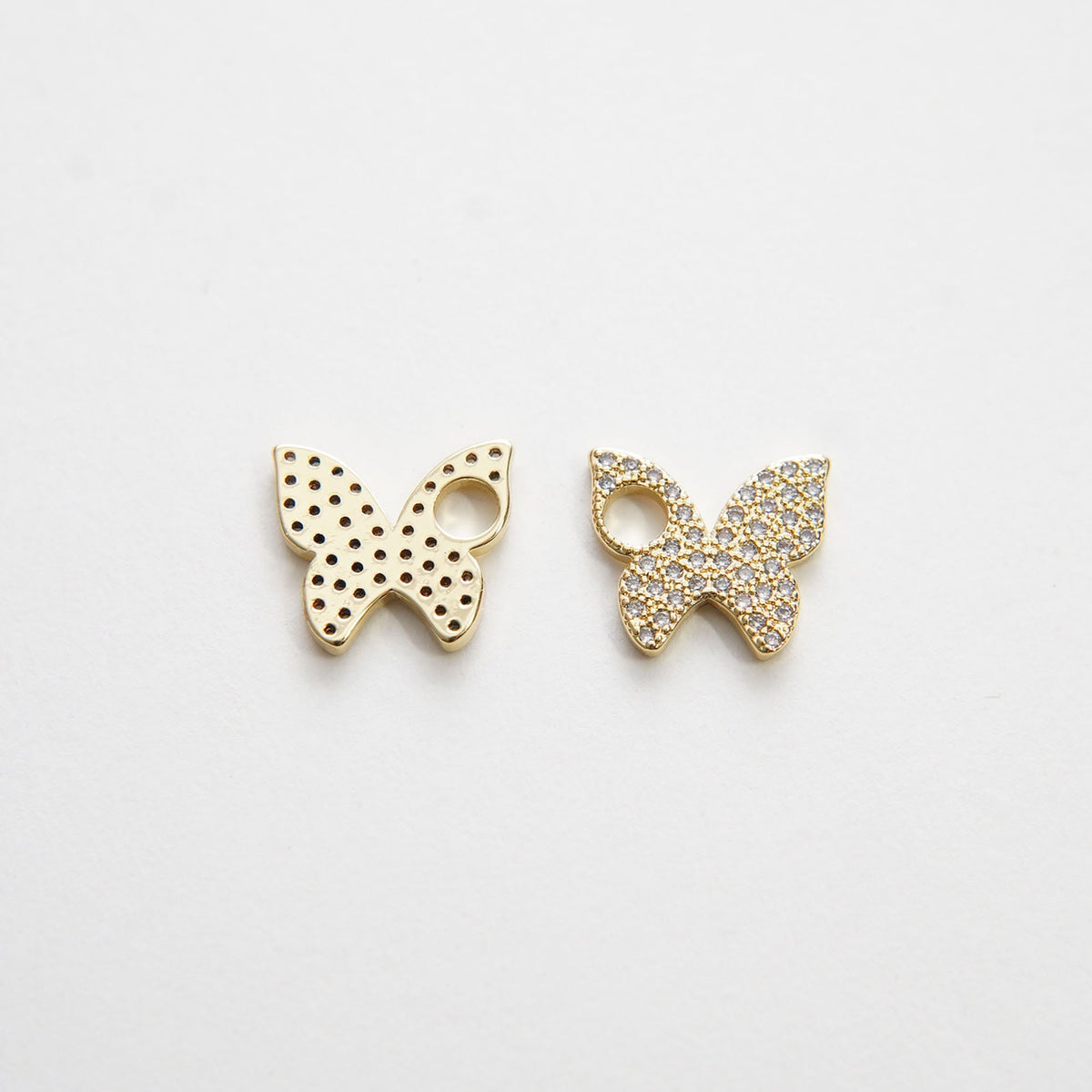 Gold Butterfly Charm,18K Gold Filled Cubic Zirconia Butterfly Pendant,Silver Butterfly Charm Bracelet Necklace for DIY Jewelr