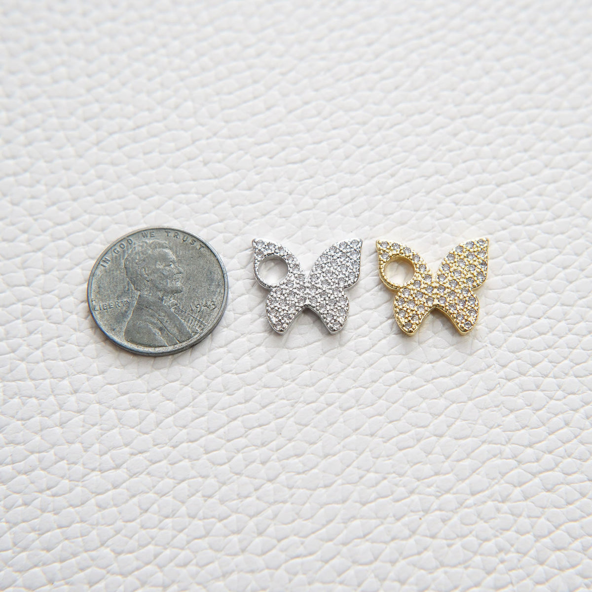 Gold Butterfly Charm,18K Gold Filled Cubic Zirconia Butterfly Pendant,Silver Butterfly Charm Bracelet Necklace for DIY Jewelr