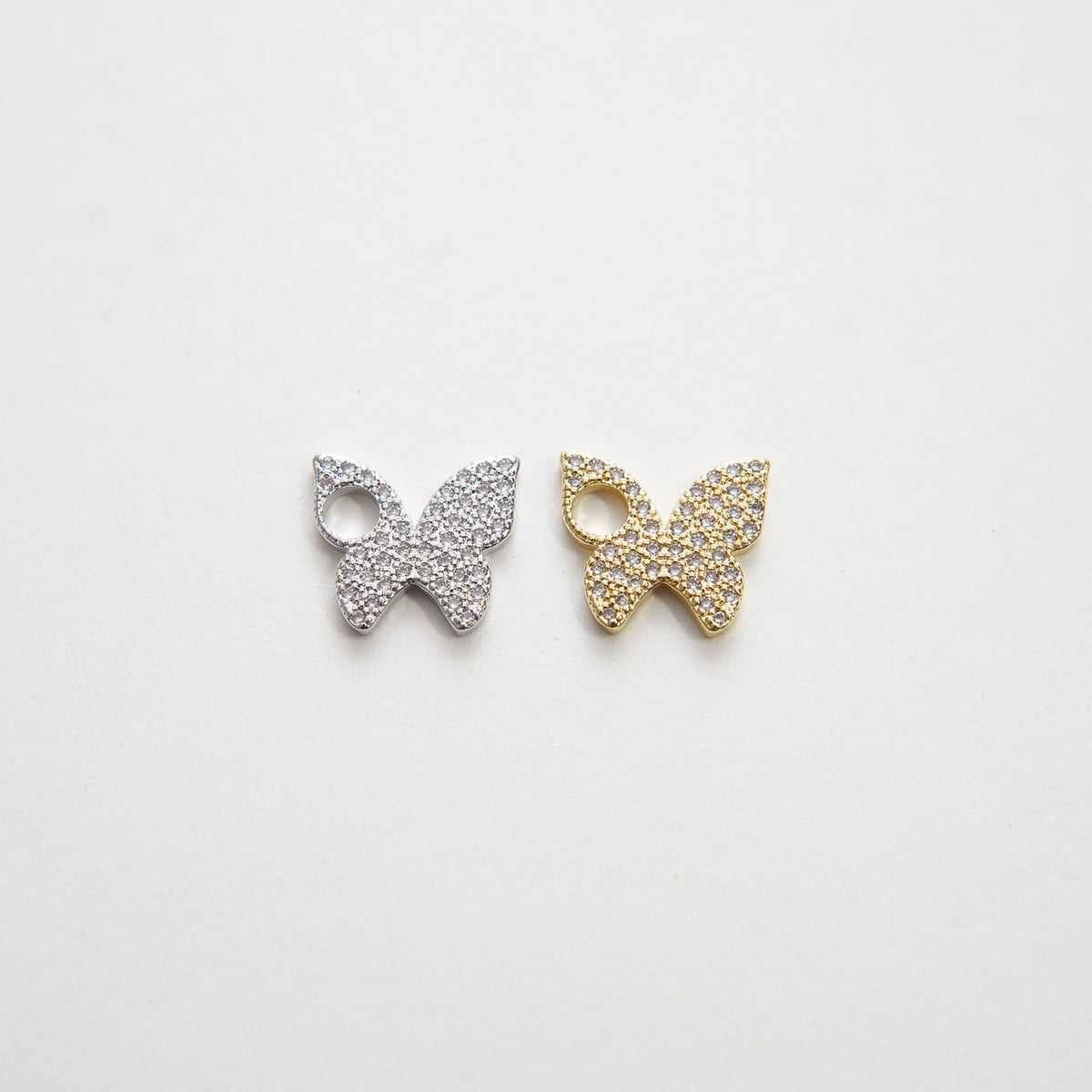 Gold Butterfly Charm,18K Gold Filled Cubic Zirconia Butterfly Pendant,Silver Butterfly Charm Bracelet Necklace for DIY Jewelr