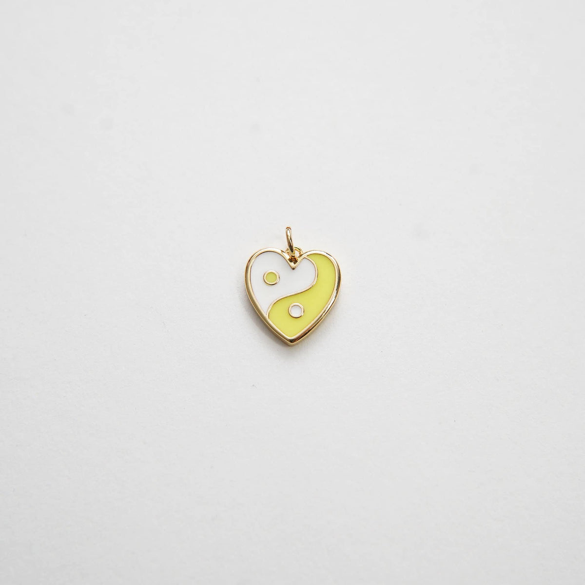 Gold Yin Yang Charms,18K Gold Filled Heart Pendant,Enamel Yin Yang Charm Bracelet Necklace for DIY Jewelry Making Supply