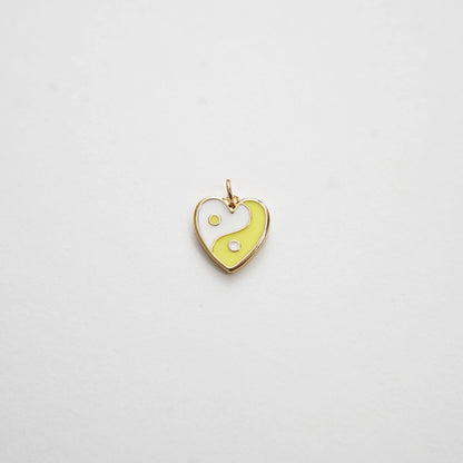 Gold Yin Yang Charms,18K Gold Filled Heart Pendant,Enamel Yin Yang Charm Bracelet Necklace for DIY Jewelry Making Supply