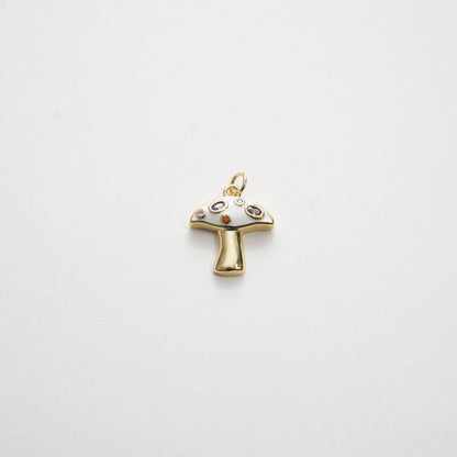Gold Mushroom Charms,18K Gold Filled Mushroom Pendant,Cute Enamel Mushroom Charm Bracelet Necklace for DIY Jewelry Making Sup