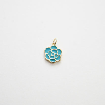 18K Gold Filled Enamel Flower Charm Pendant for Jewelry Making