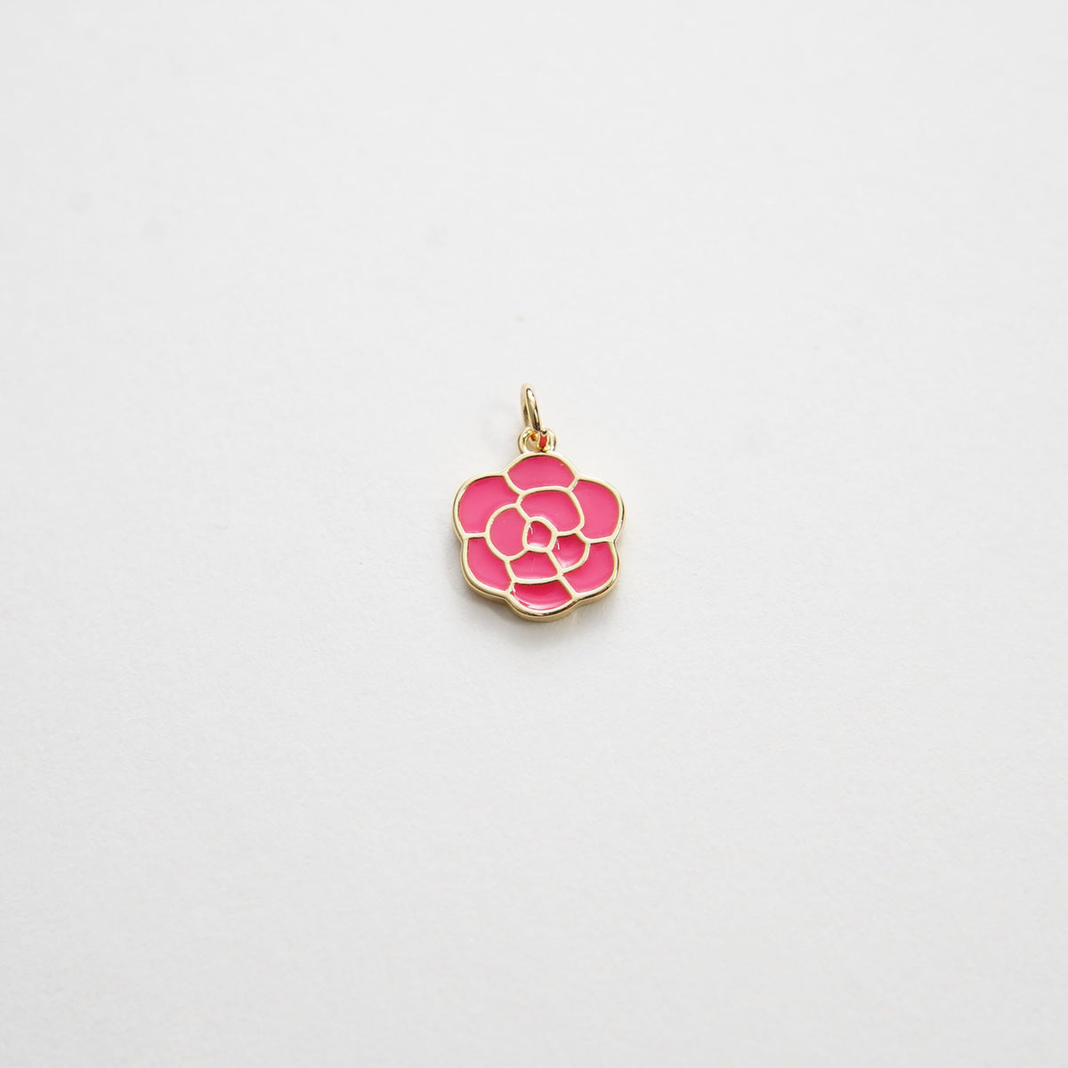 18K Gold Filled Enamel Flower Charm Pendant for Jewelry Making