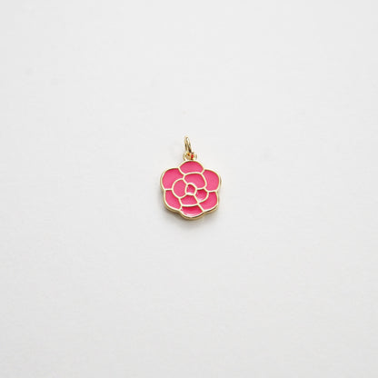 18K Gold Filled Enamel Flower Charm Pendant for Jewelry Making