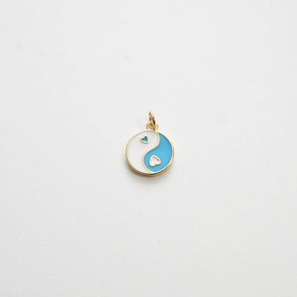 Gold Yin Yang Charms,18K Gold Filled Round Pendant,Enamel Yin Yang Charm Bracelet Necklace for DIY Jewelry Making Supply