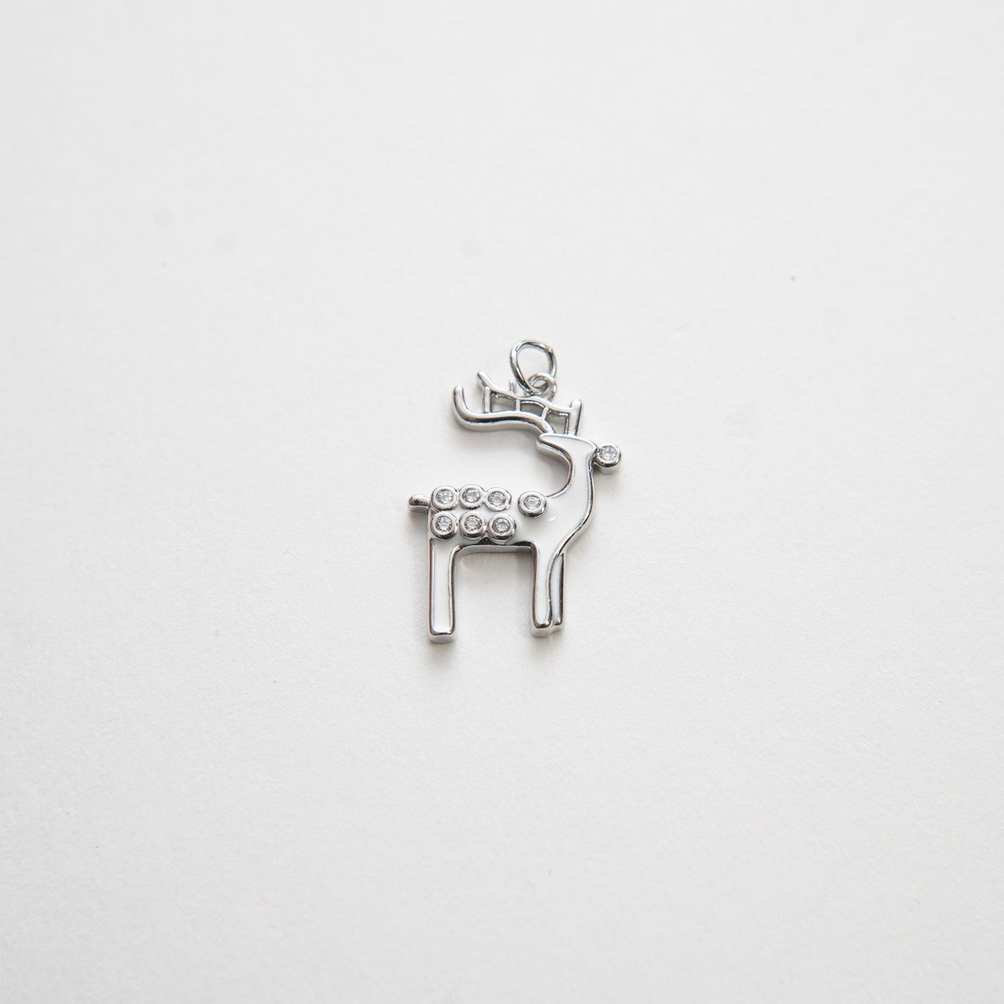 Silver Elk Charms,18K Gold Filled Elk Pendant,CZ Elk Charm Bracelet Necklace for DIY Jewelry Making Supply