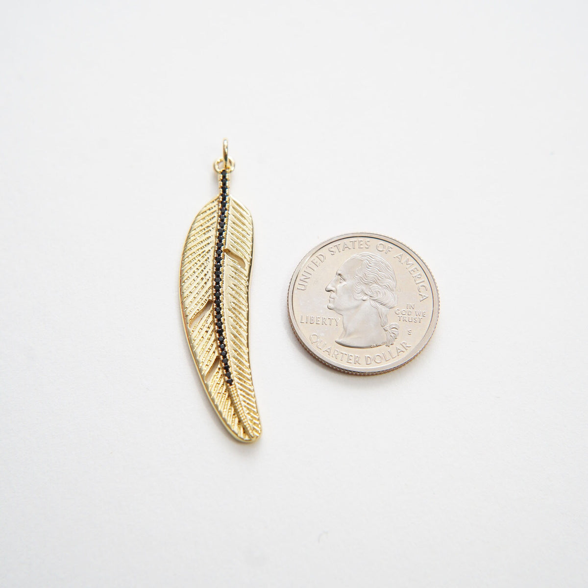 18K Gold Filled Cubic Zirconia Leaf Charm Pendant for Jewelry Making