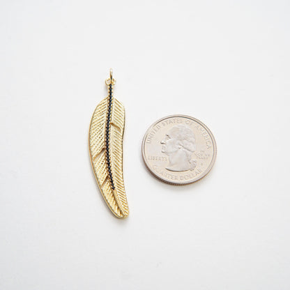 18K Gold Filled Cubic Zirconia Leaf Charm Pendant for Jewelry Making