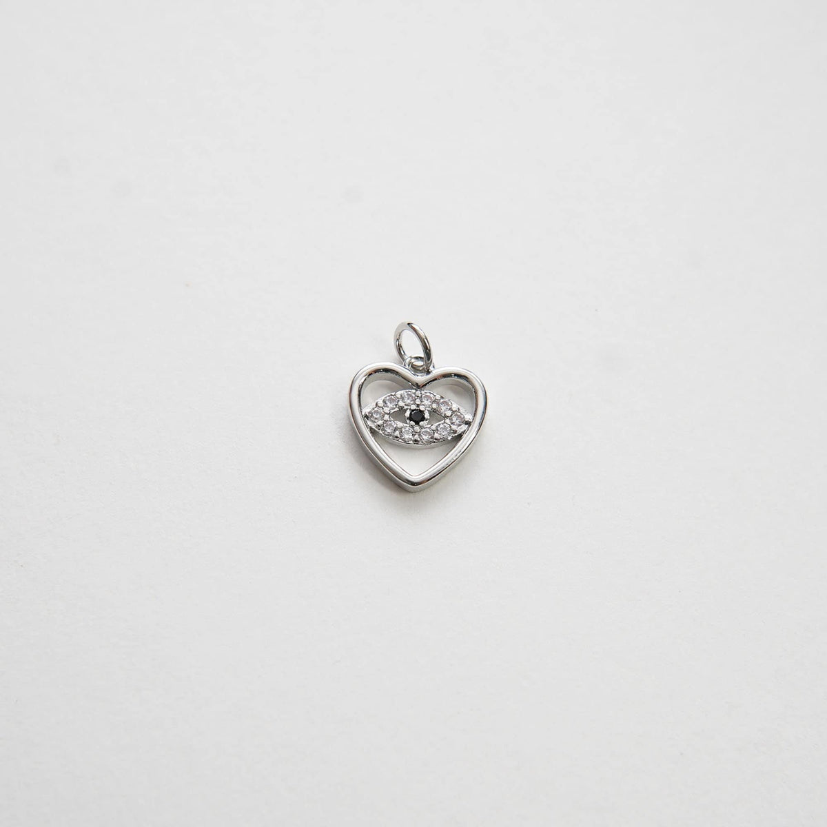 Gold Heart Charms,18K Gold Filled Heart Pendant,CZ Micro Pave Evil Eye Charm Bracelet Necklace for DIY Jewelry Making Supply(